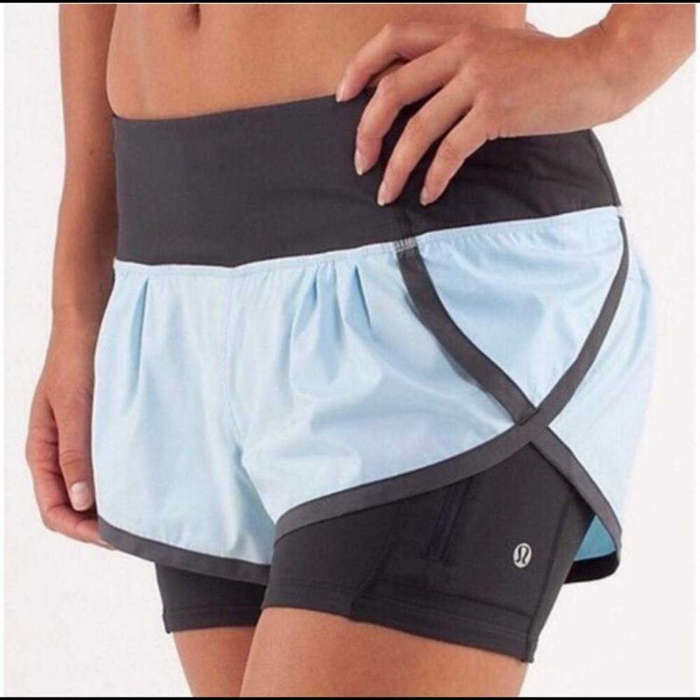 Lululemon Run Speed Squad Shorts Blue Lined Sz 6